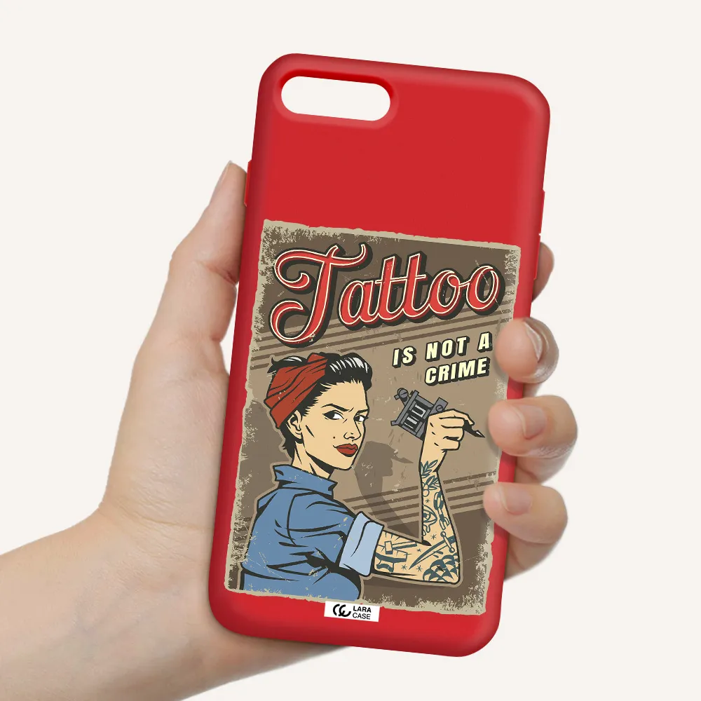 a woman with tattoo on her arm Apple iPhone 8 plus Silicone Imperial Red Case