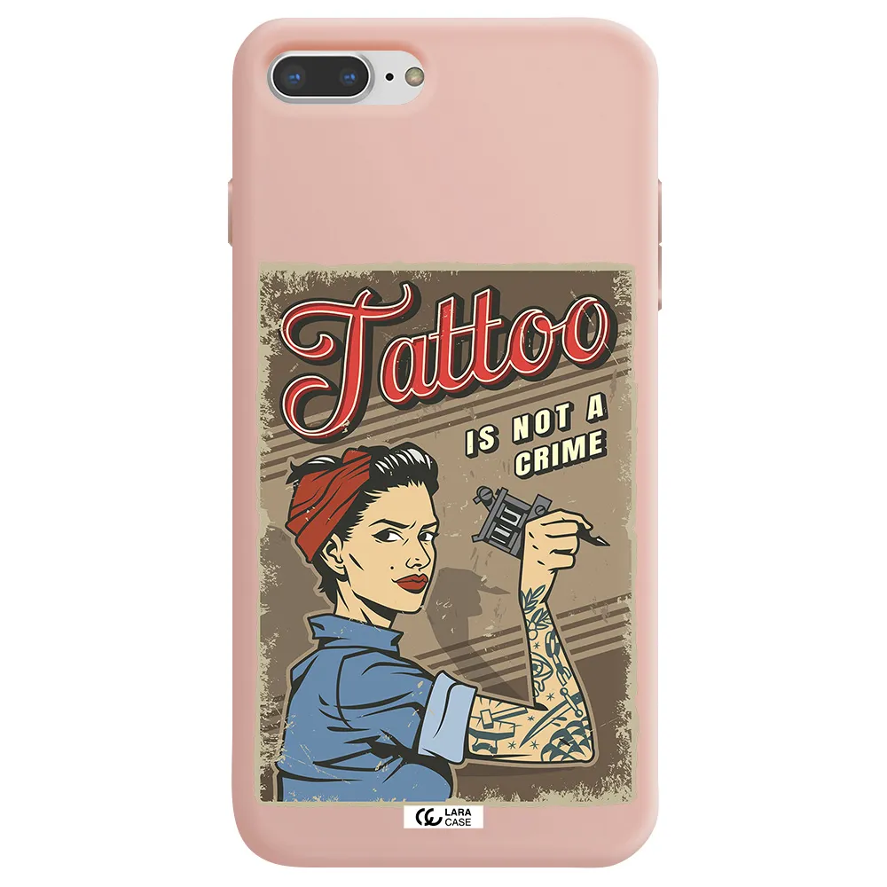 a woman with tattoo on her arm Apple iPhone 8 plus Silicone pastel pink Case