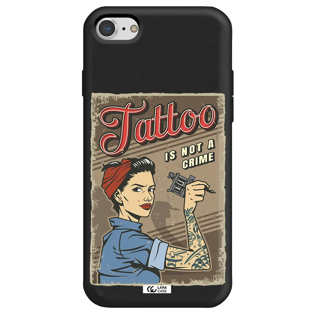 a woman with tattoo on her arm Apple iPhone 8 Silicone black Case