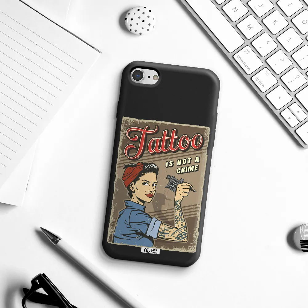 a woman with tattoo on her arm Apple iPhone 8 Silicone black Case