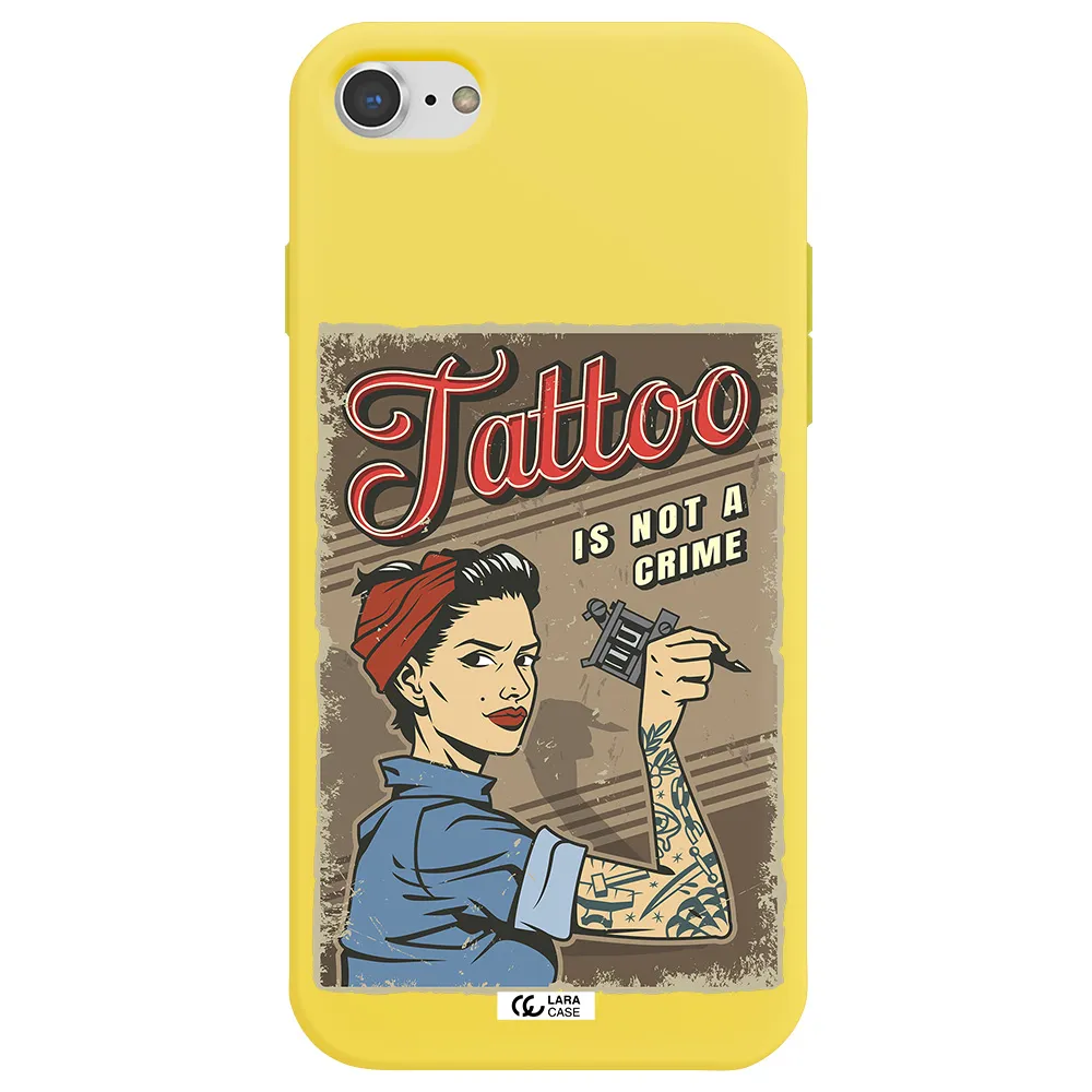 a woman with tattoo on her arm Apple iPhone 8 Silicone canary yellow Case