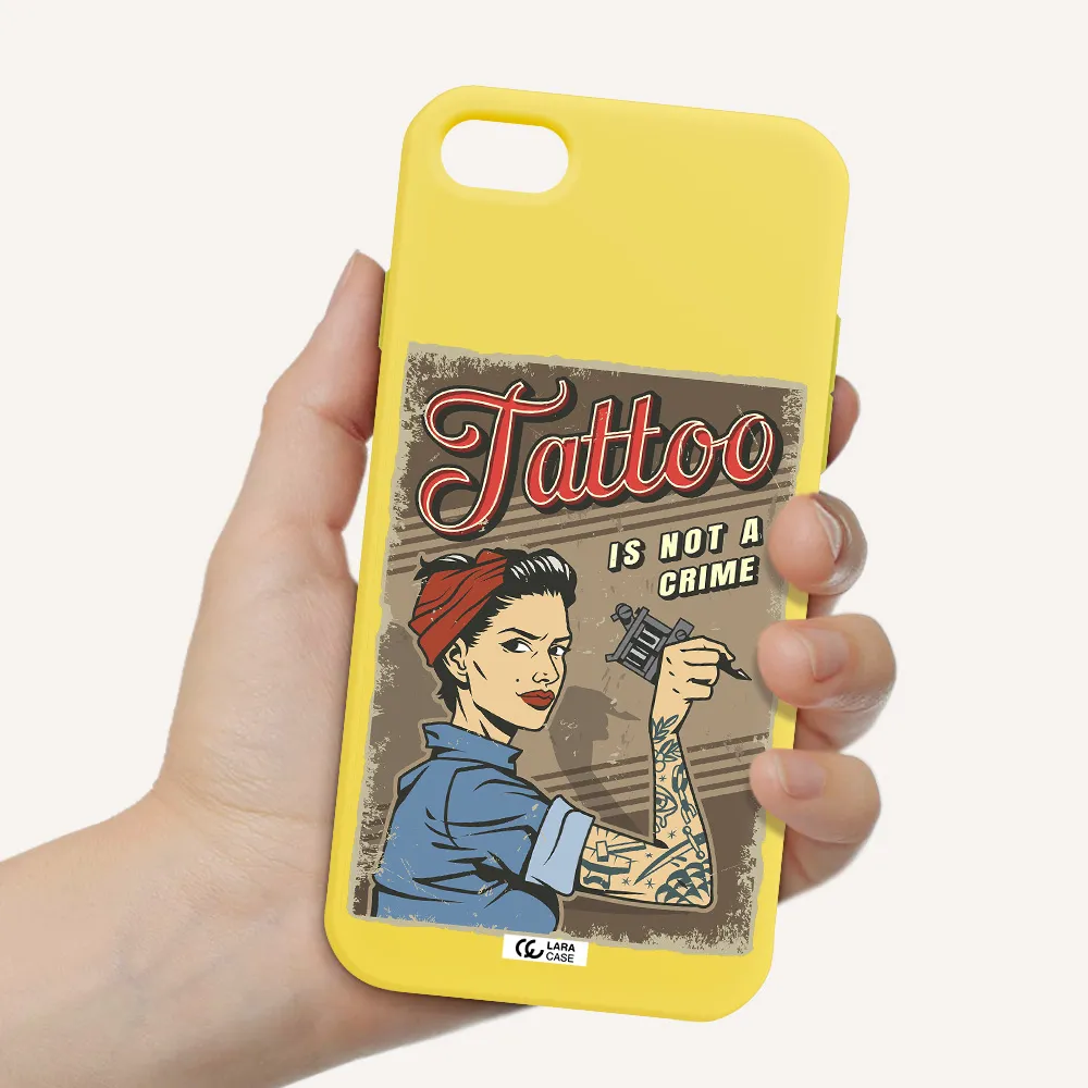 a woman with tattoo on her arm Apple iPhone 8 Silicone canary yellow Case