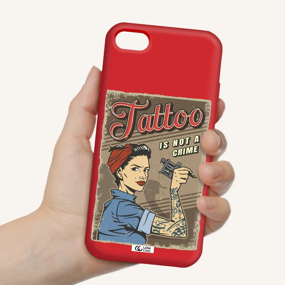 a woman with tattoo on her arm Apple iPhone 8 Silicone Imperial Red Case