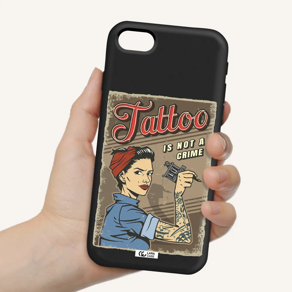 a woman with tattoo on her arm Apple iPhone se 2020 Silicone black Case