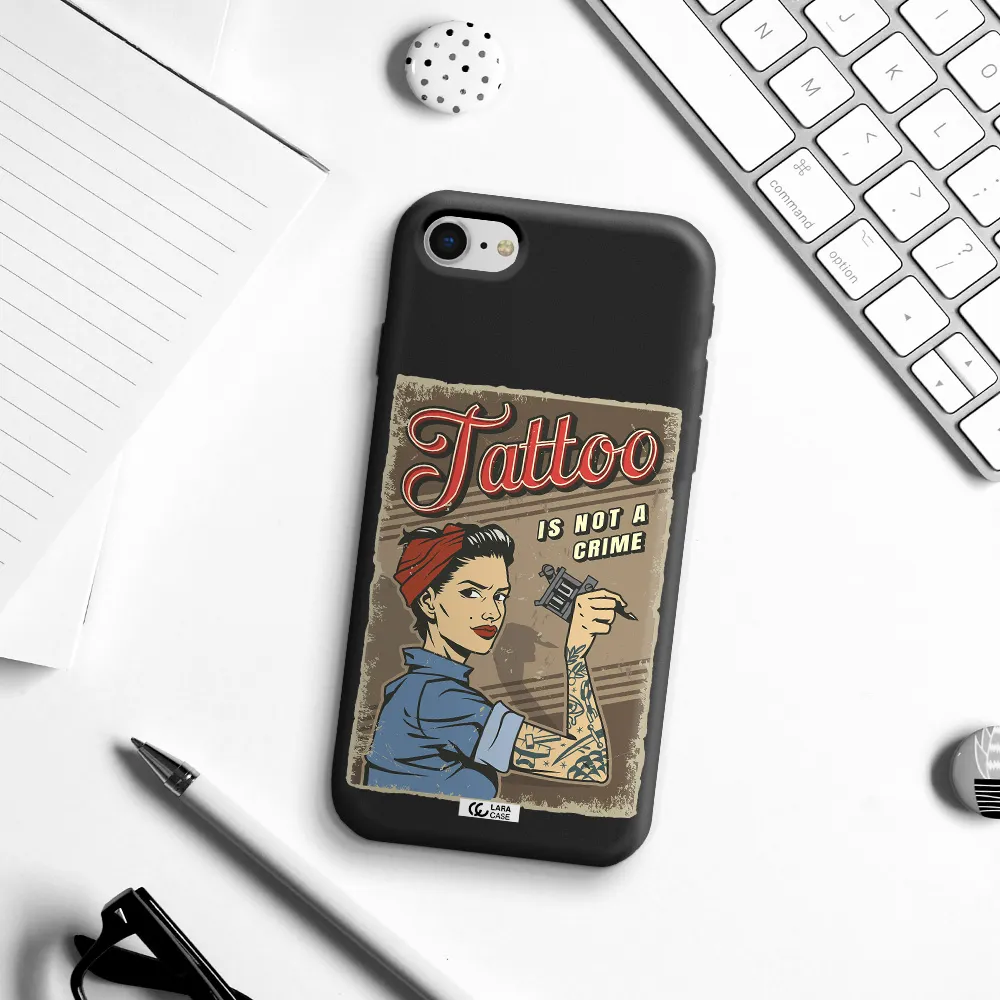 a woman with tattoo on her arm Apple iPhone se 2020 Silicone black Case