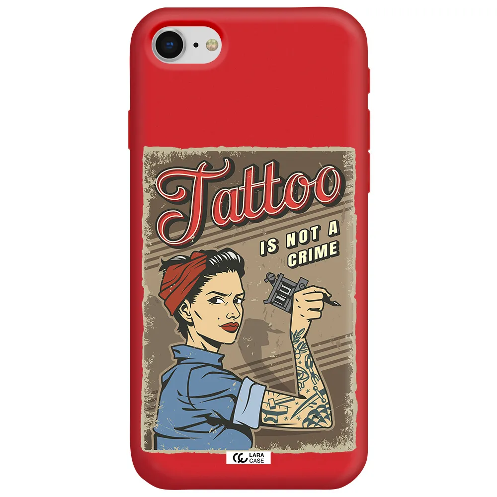 a woman with tattoo on her arm Apple iPhone se 2020 Silicone Imperial Red Case