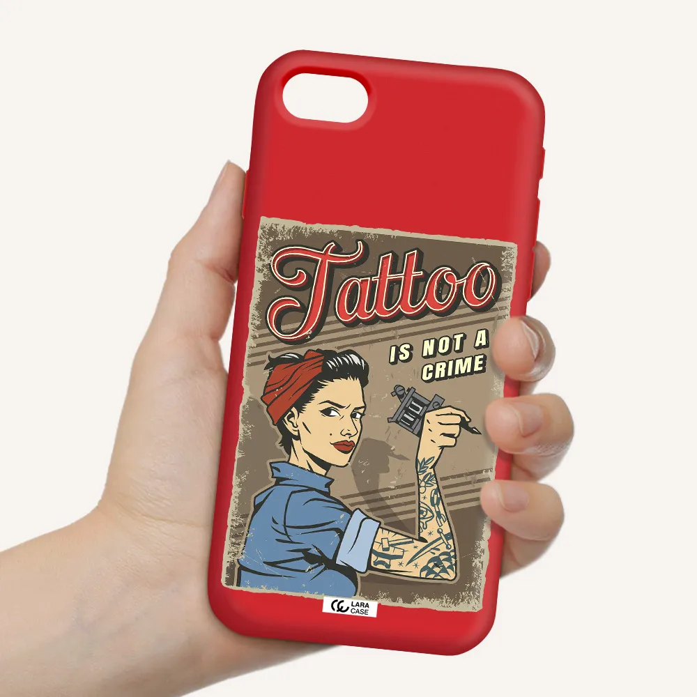 a woman with tattoo on her arm Apple iPhone se 2020 Silicone Imperial Red Case