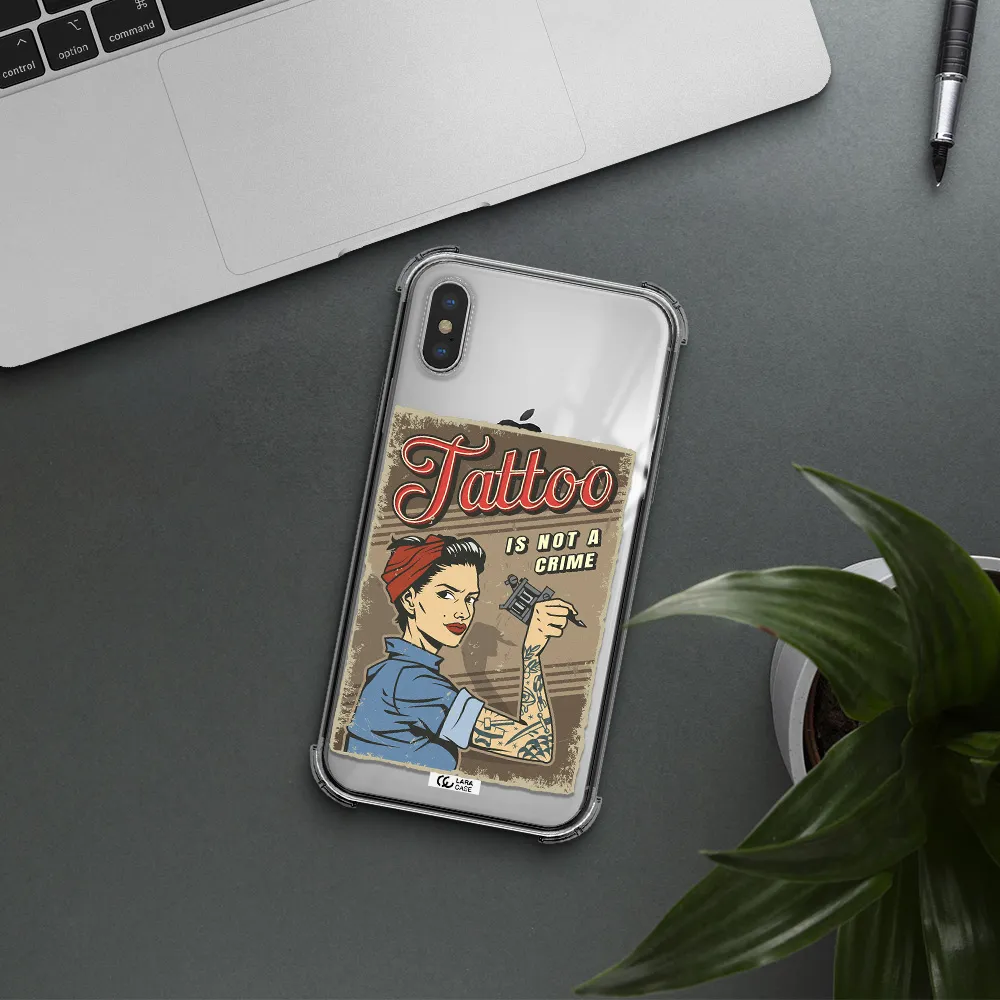 a woman with tattoo on her arm Apple iPhone X Clear PC Case