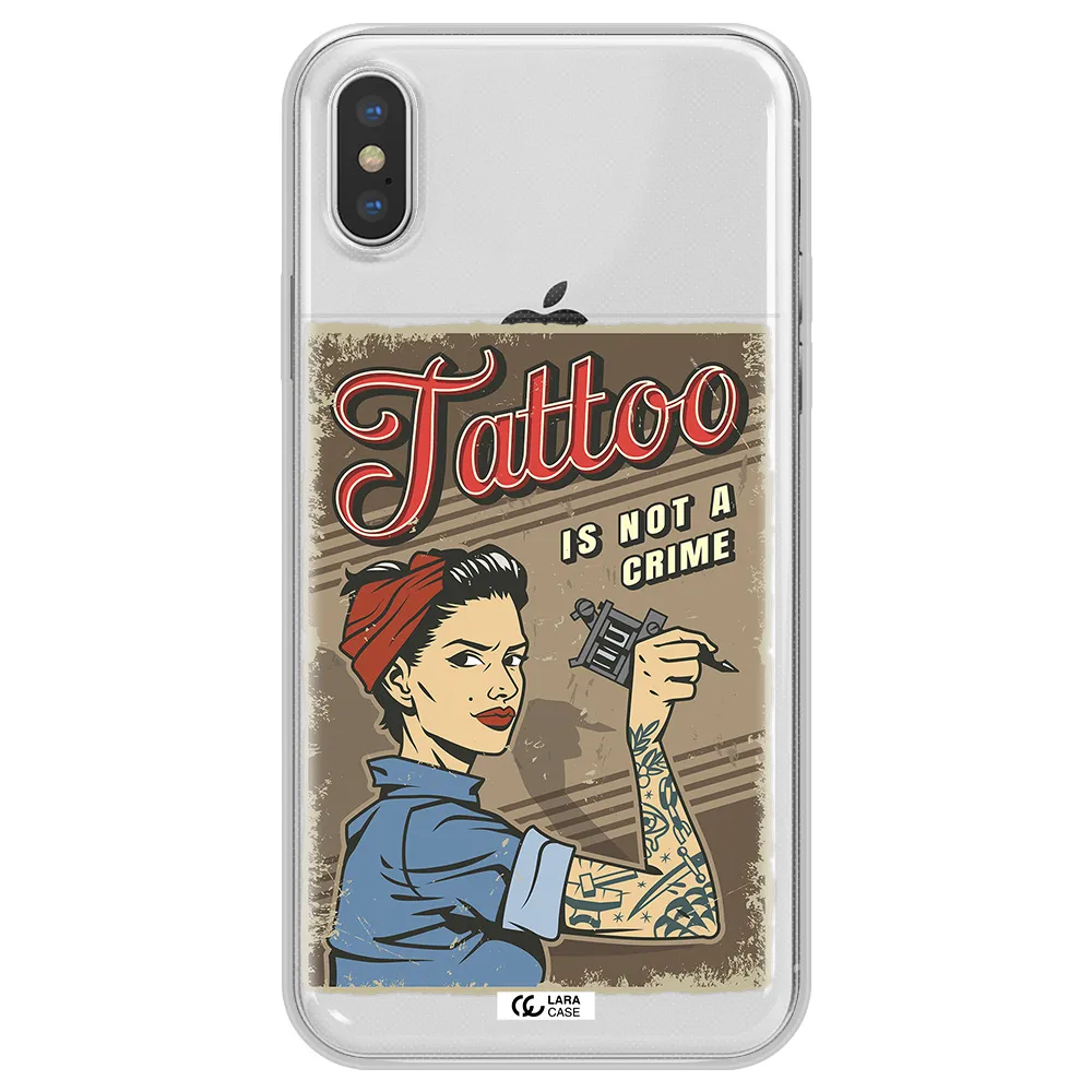 a woman with tattoo on her arm Apple iPhone X Clear TPU Case