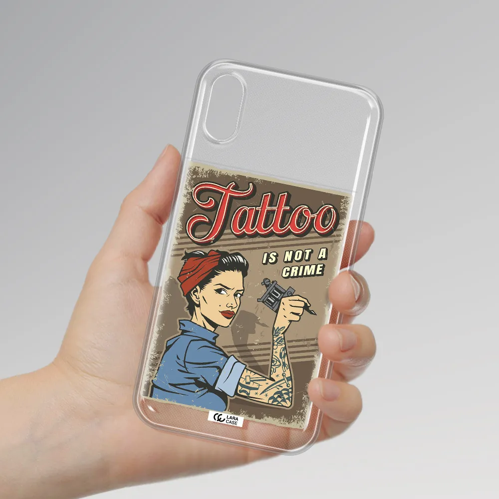 a woman with tattoo on her arm Apple iPhone X Clear TPU Case
