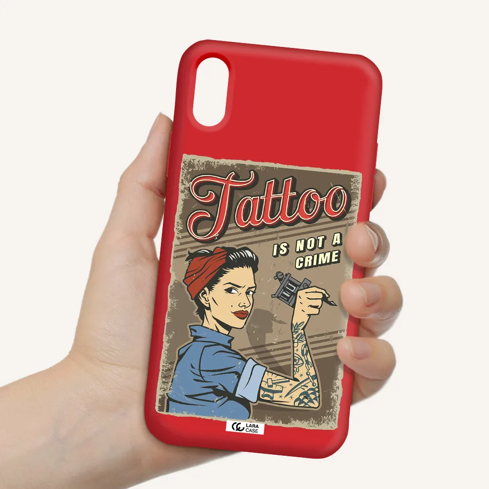 a woman with tattoo on her arm Apple iPhone X Silicone Imperial Red Case