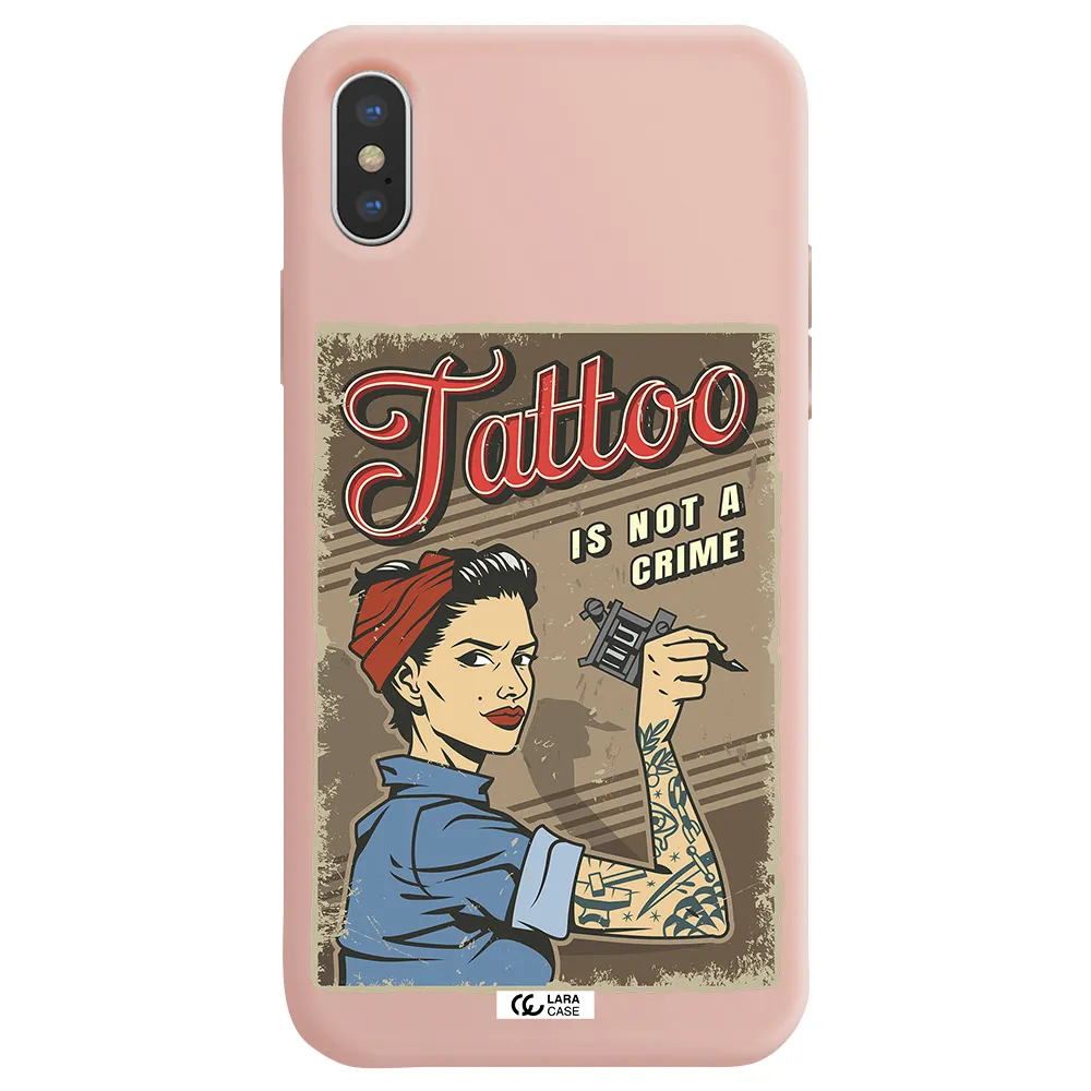 a woman with tattoo on her arm Apple iPhone X Silicone pastel pink Case