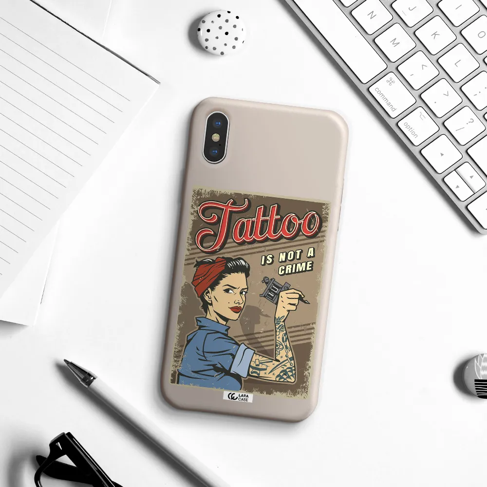 a woman with tattoo on her arm Apple iPhone XS Silicone Stone Case