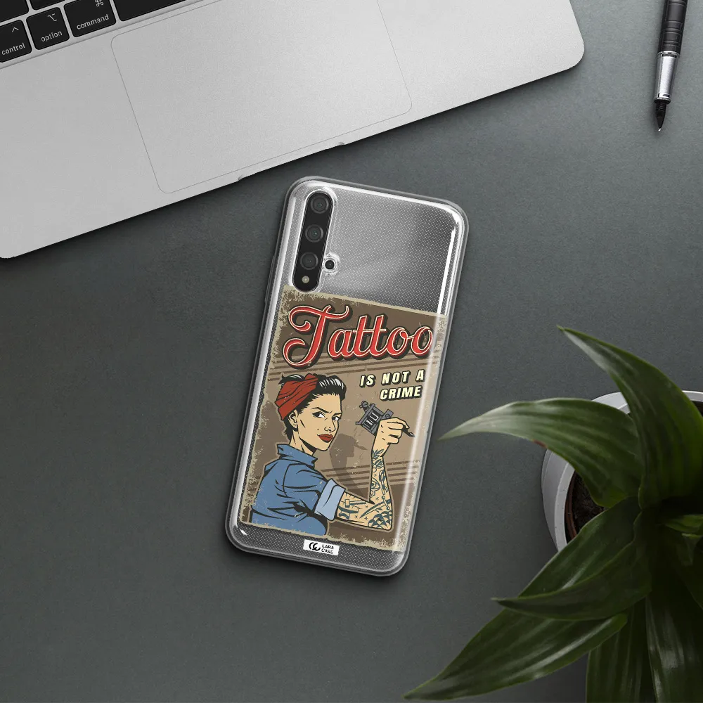 a woman with tattoo on her arm Huawei Nova 5t Clear TPU Case