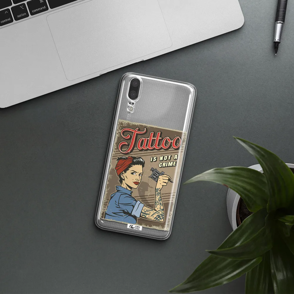 a woman with tattoo on her arm Huawei P20 Clear TPU Case