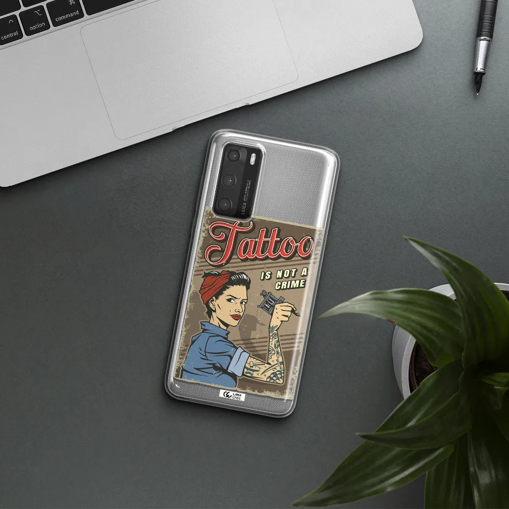 a woman with tattoo on her arm Huawei P40 Clear TPU Case