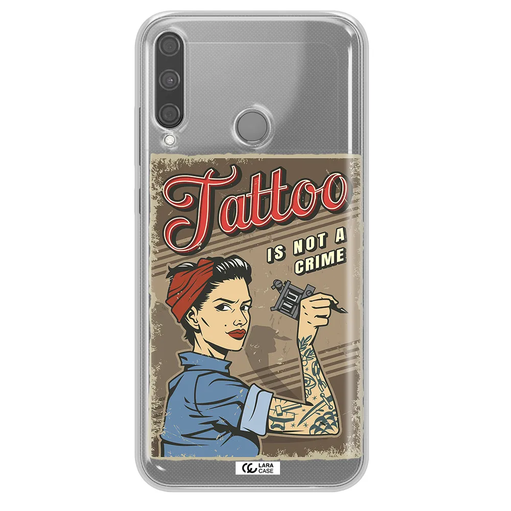 a woman with tattoo on her arm Huawei P40 Lite E Clear TPU Case