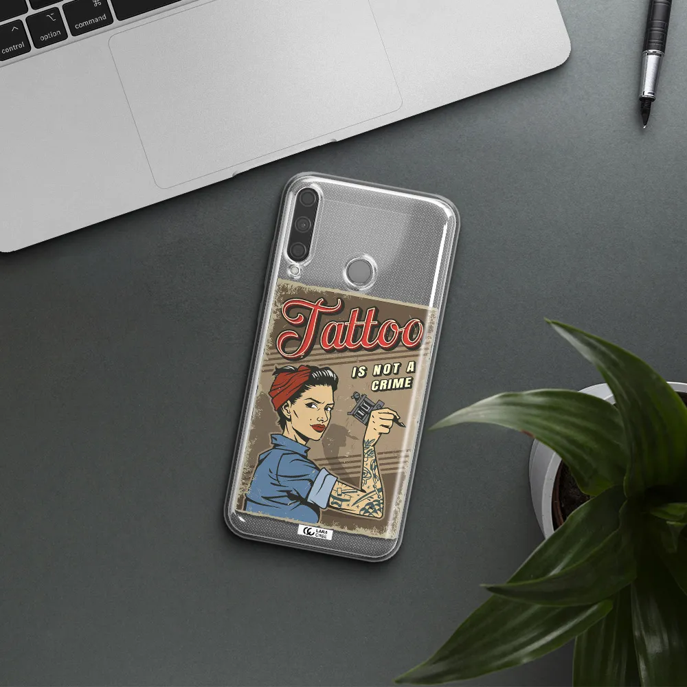 a woman with tattoo on her arm Huawei P40 Lite E Clear TPU Case