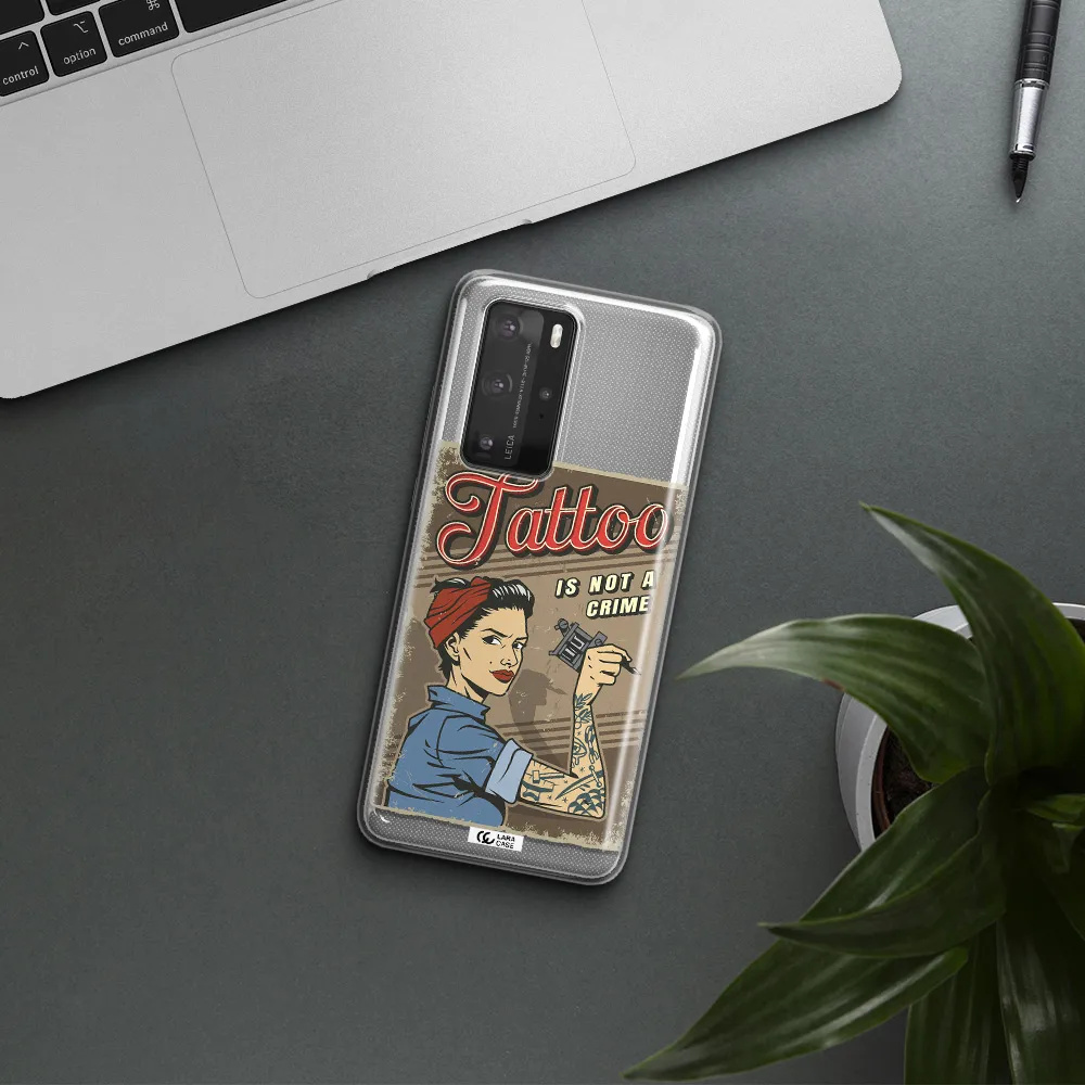 a woman with tattoo on her arm Huawei P40 Pro Clear TPU Case
