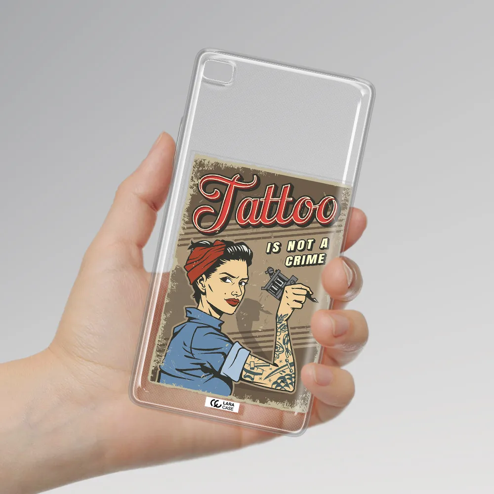 a woman with tattoo on her arm Huawei P8 Clear TPU Case