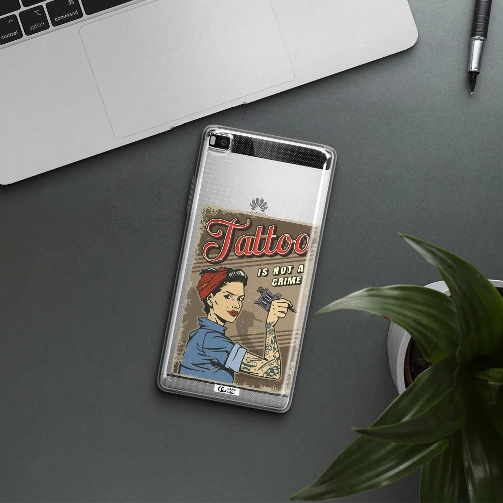 a woman with tattoo on her arm Huawei P8 Clear TPU Case