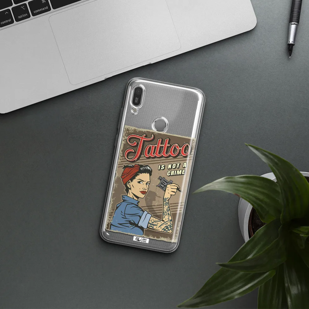 a woman with tattoo on her arm Huawei Y6 2019 Clear TPU Case