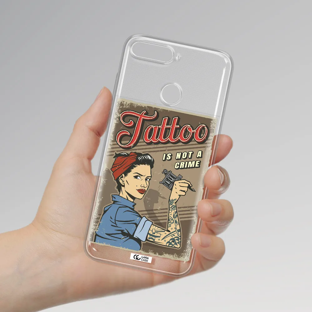 a woman with tattoo on her arm Huawei Y6 Prime 2018 Clear TPU Case