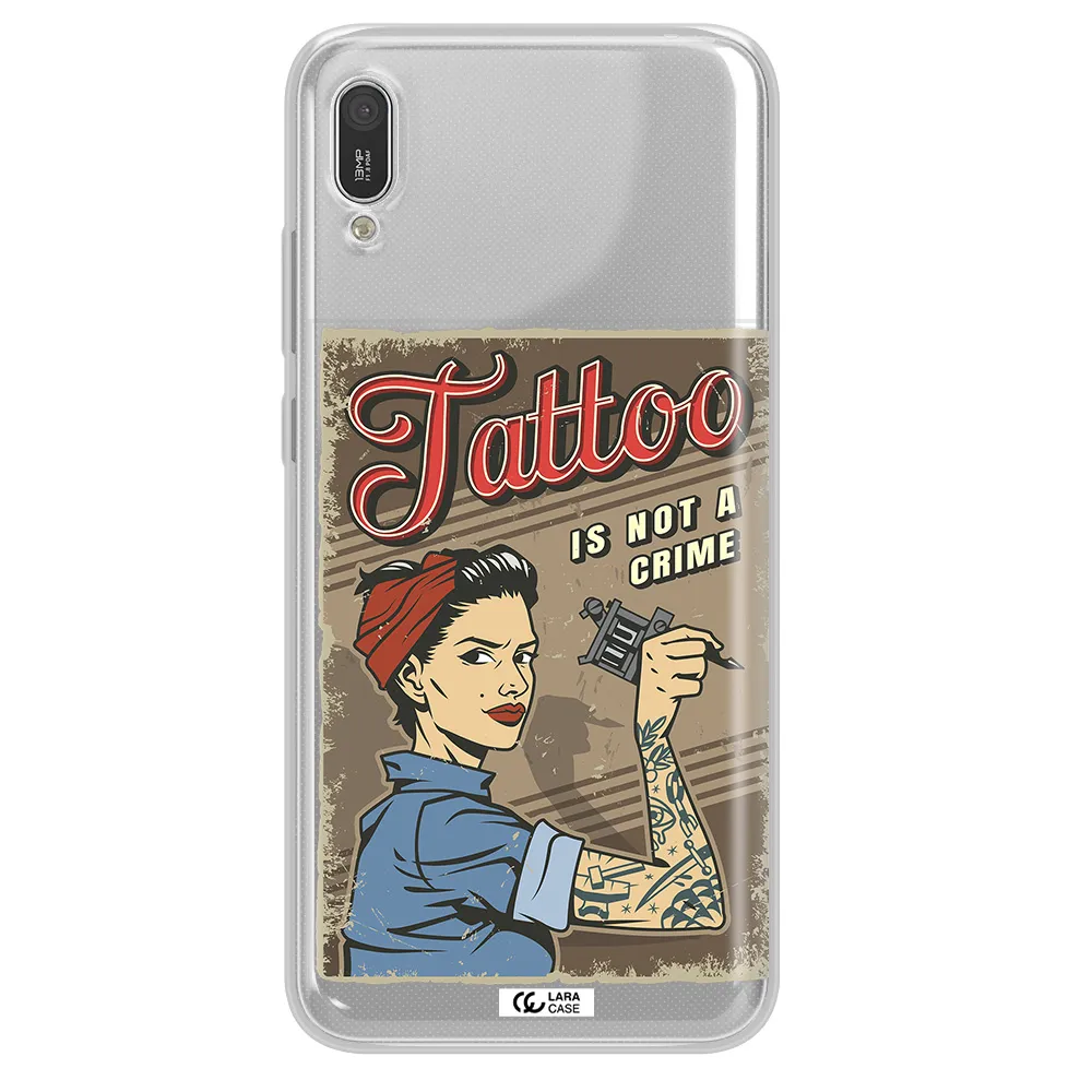 a woman with tattoo on her arm Huawei Y6 Pro 2019 Clear TPU Case