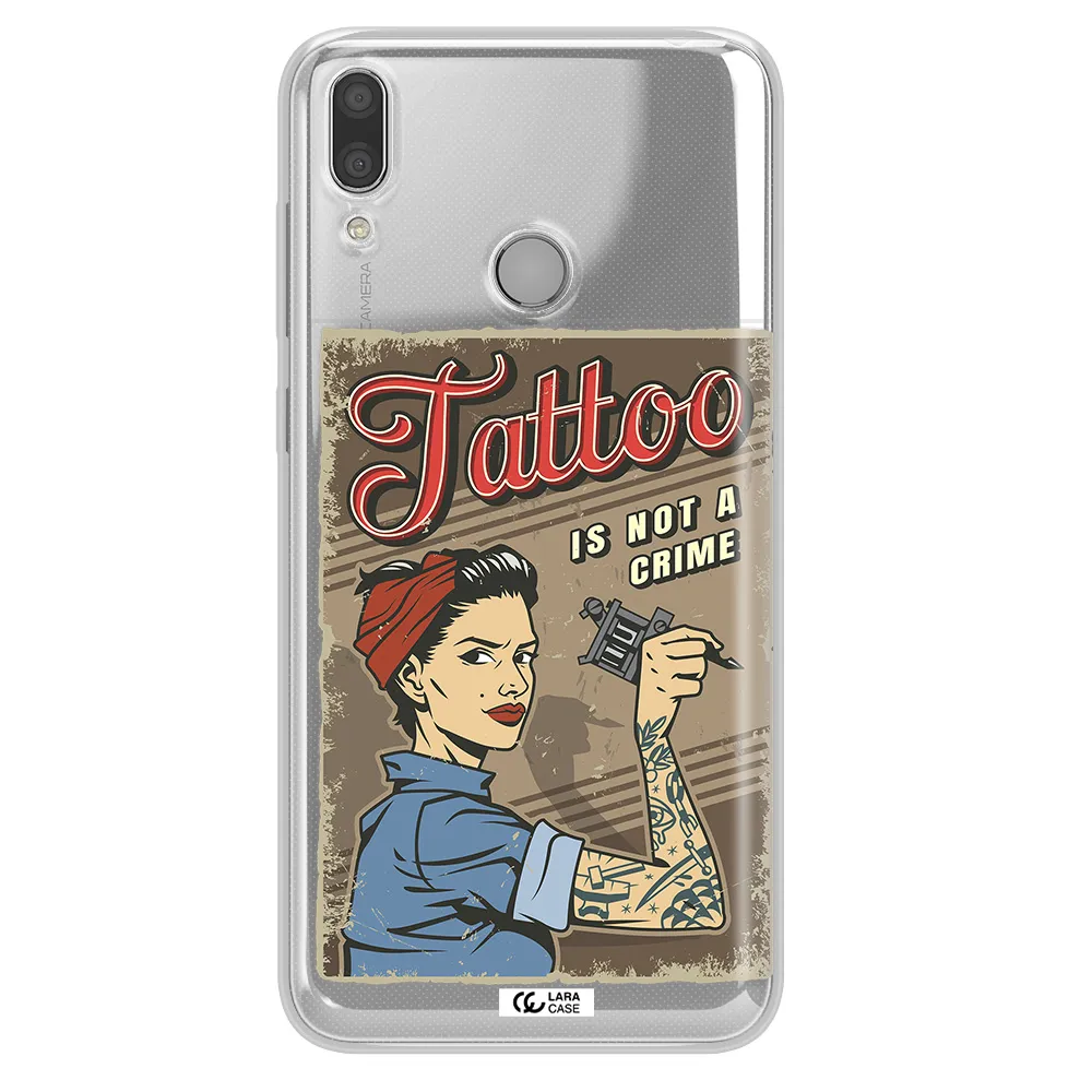 a woman with tattoo on her arm Huawei Y7 2019 Clear TPU Case