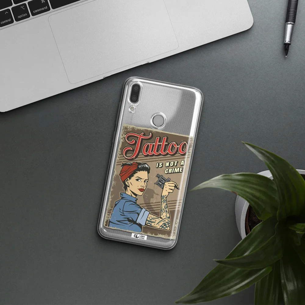 a woman with tattoo on her arm Huawei Y7 2019 Clear TPU Case