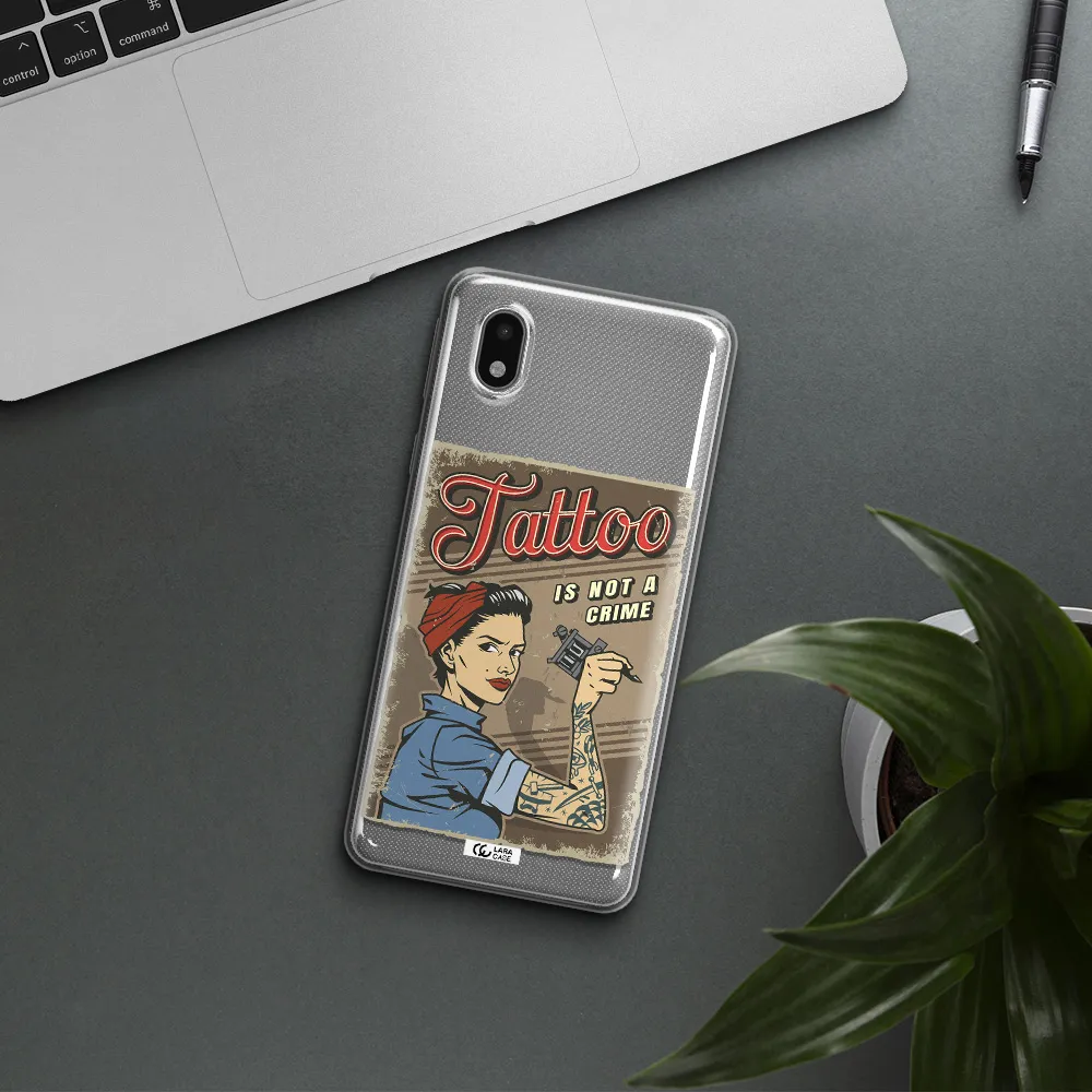 A Woman With Tattoo On Her Arm Samsung A01 Core Clear Tpu Case