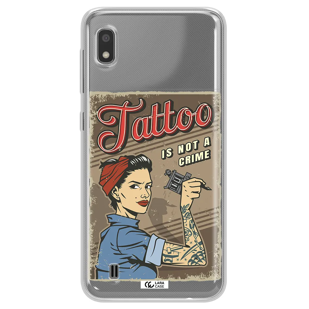 a woman with tattoo on her arm Samsung A10 Clear TPU Case