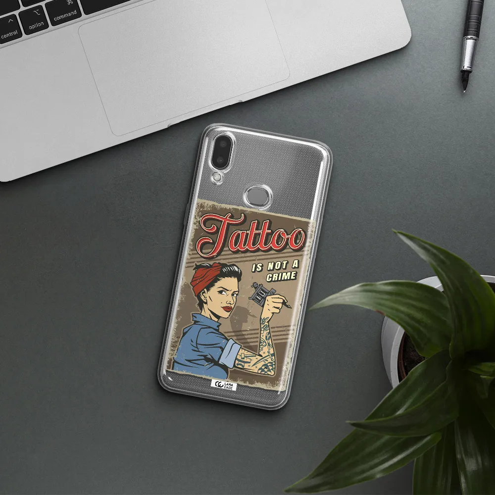 a woman with tattoo on her arm Samsung A10S Clear TPU Case