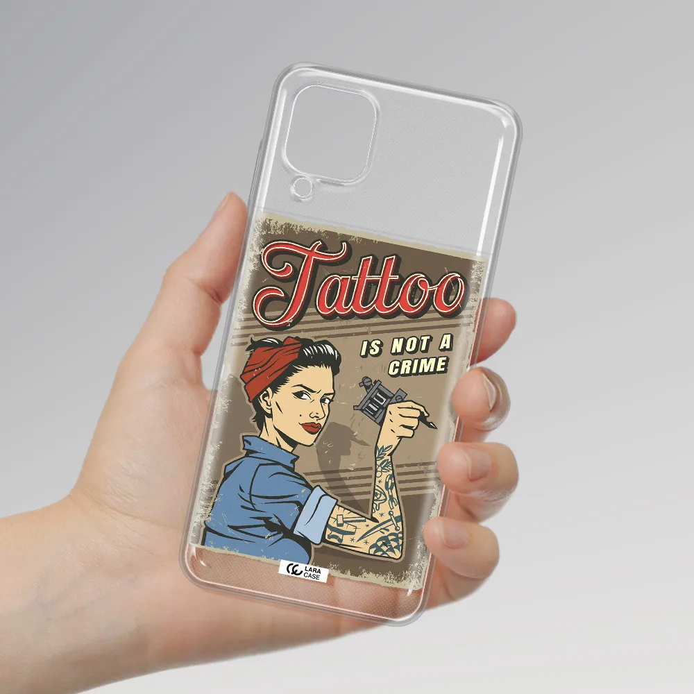 a woman with tattoo on her arm Samsung A12 4g Clear TPU Case