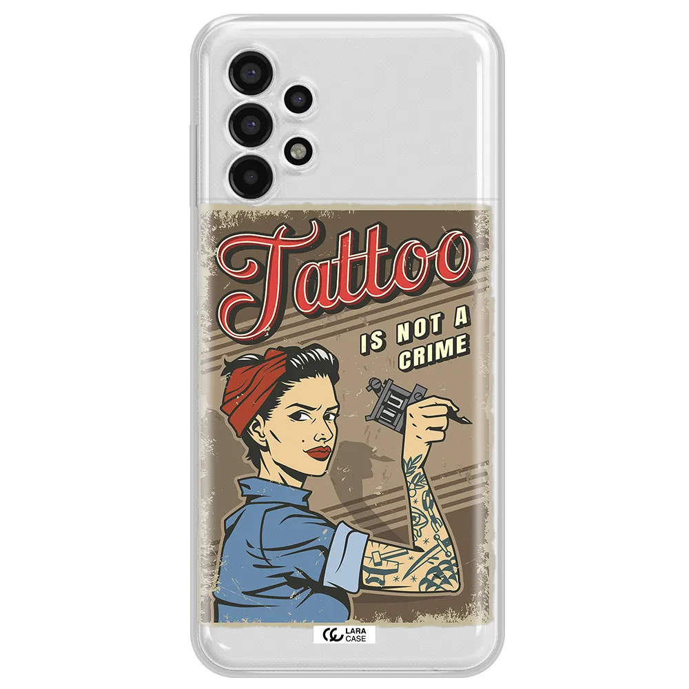 a woman with tattoo on her arm Samsung A13 4g Clear TPU Case