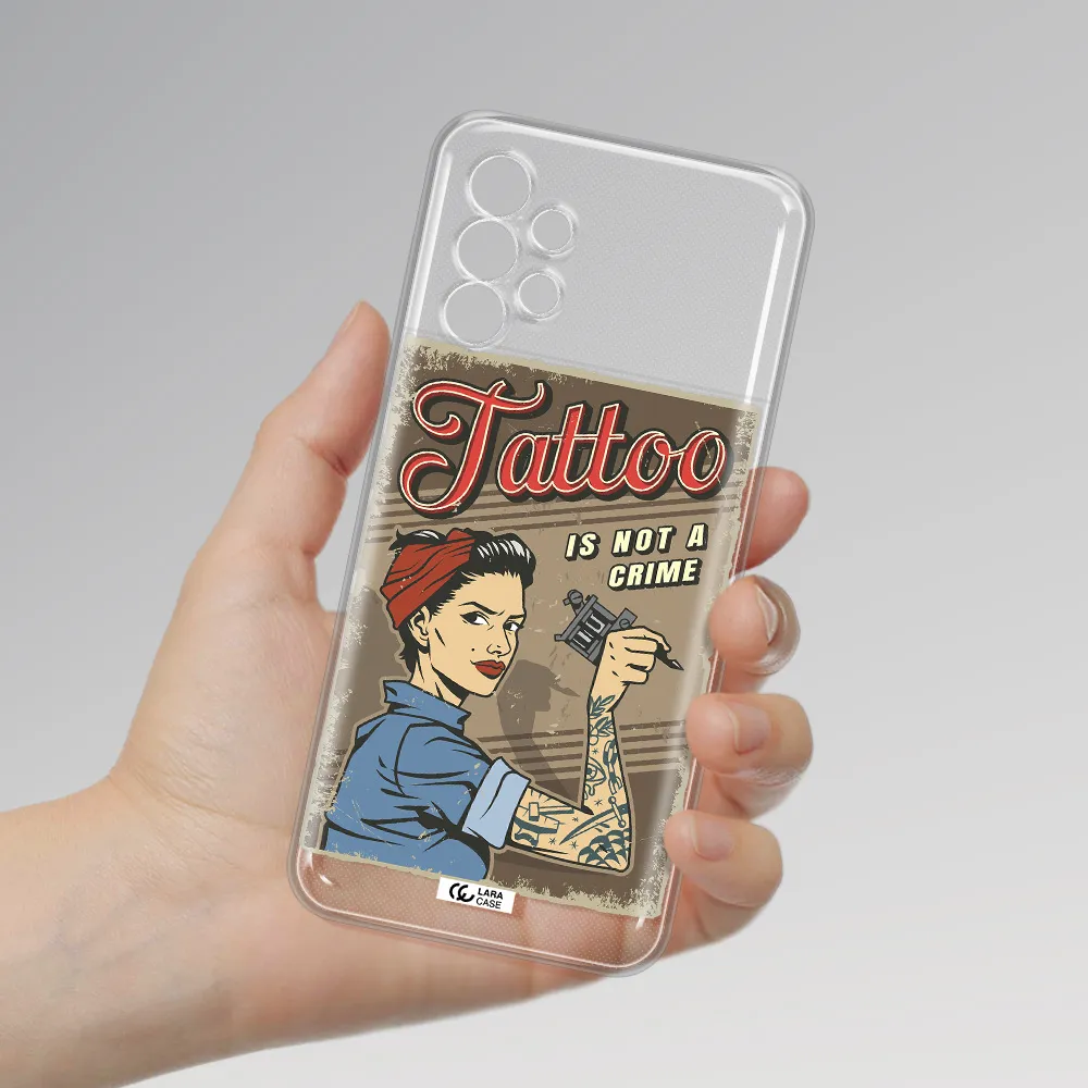 a woman with tattoo on her arm Samsung A13 4g Clear TPU Case