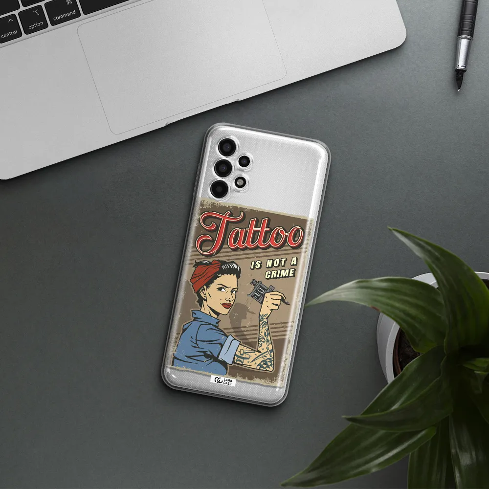 a woman with tattoo on her arm Samsung A13 4g Clear TPU Case