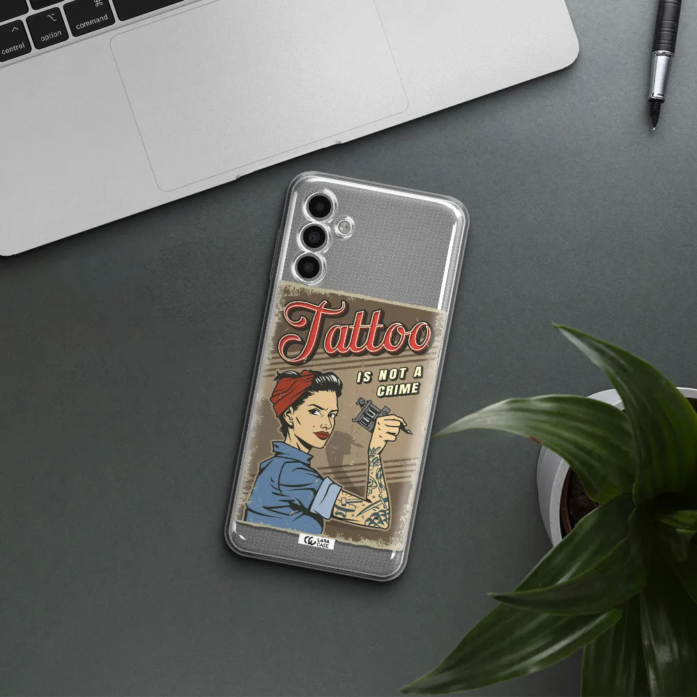 A Woman With Tattoo On Her Arm Samsung A13 5G Clear Tpu Case