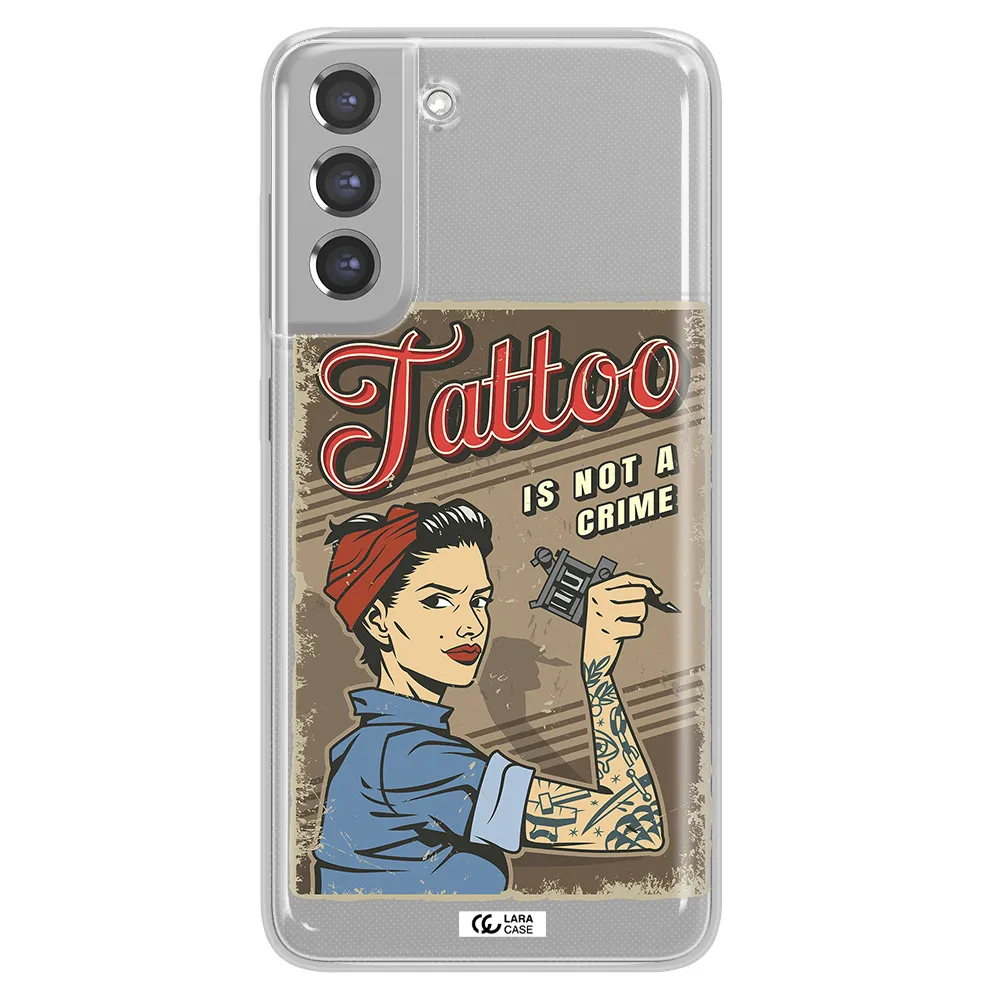 a woman with tattoo on her arm Samsung A21 Fe Clear TPU Case