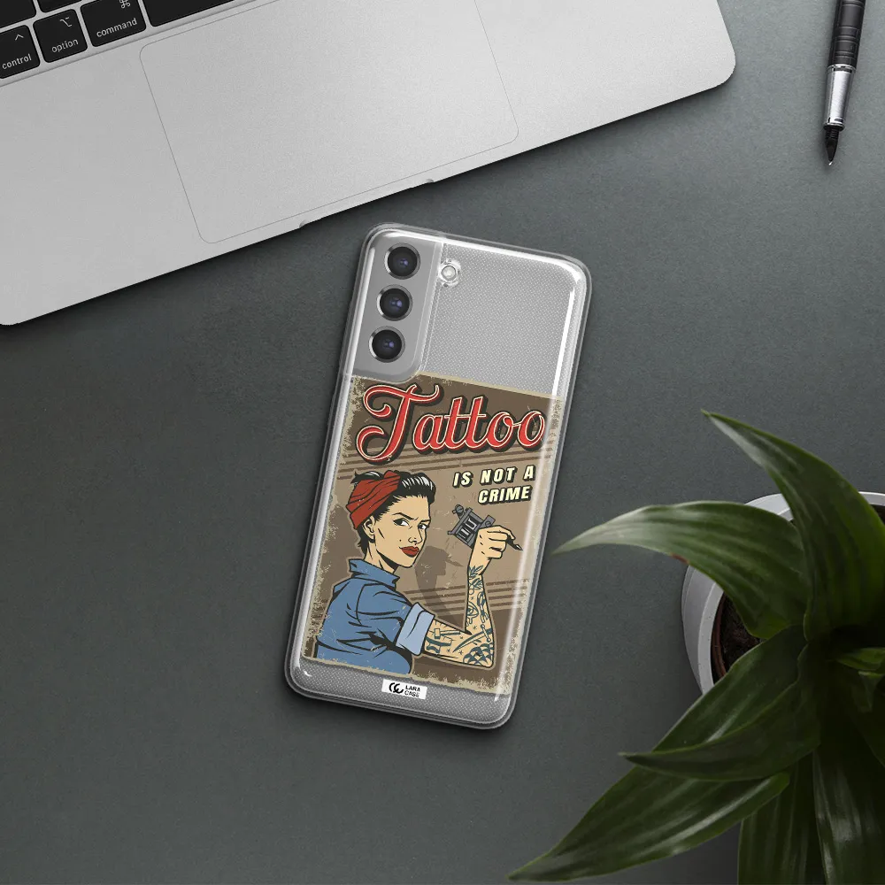 a woman with tattoo on her arm Samsung A21 Fe Clear TPU Case