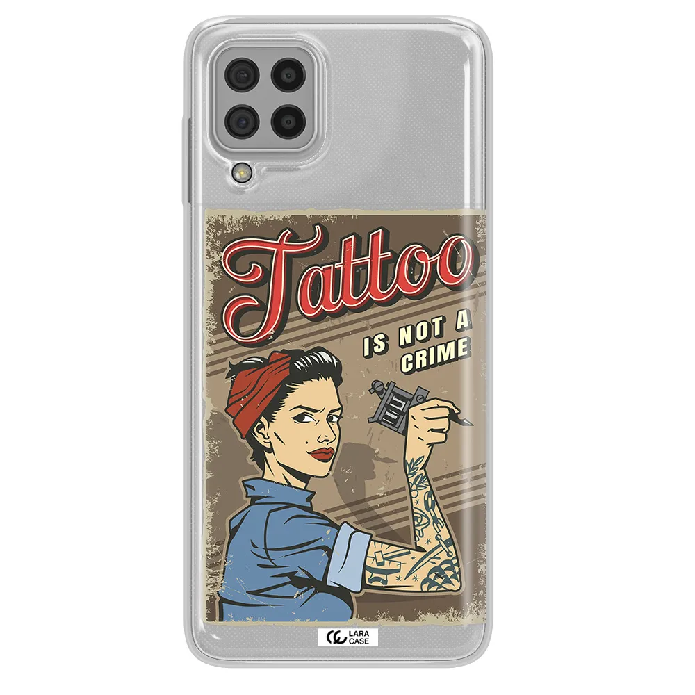 a woman with tattoo on her arm Samsung A22 4g Clear TPU Case