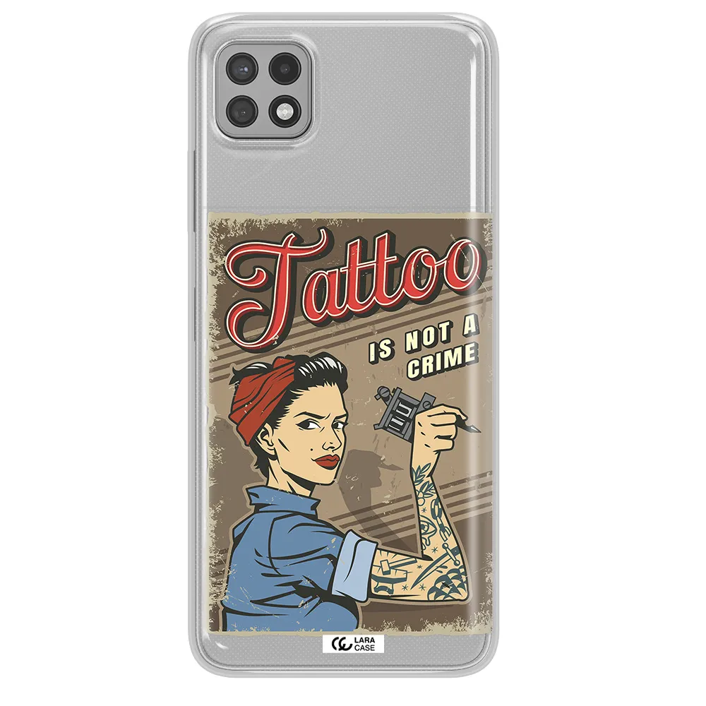 a woman with tattoo on her arm Samsung A22 5g Clear TPU Case