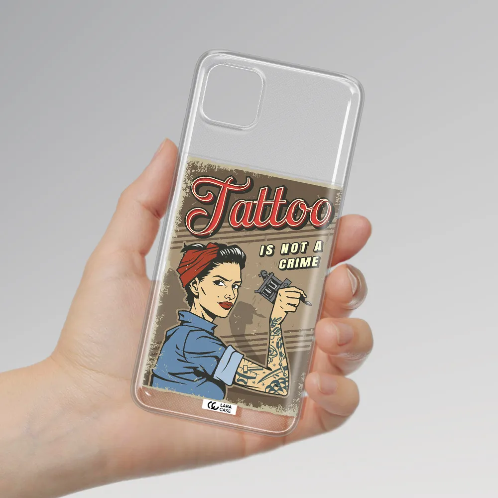 a woman with tattoo on her arm Samsung A22 5g Clear TPU Case