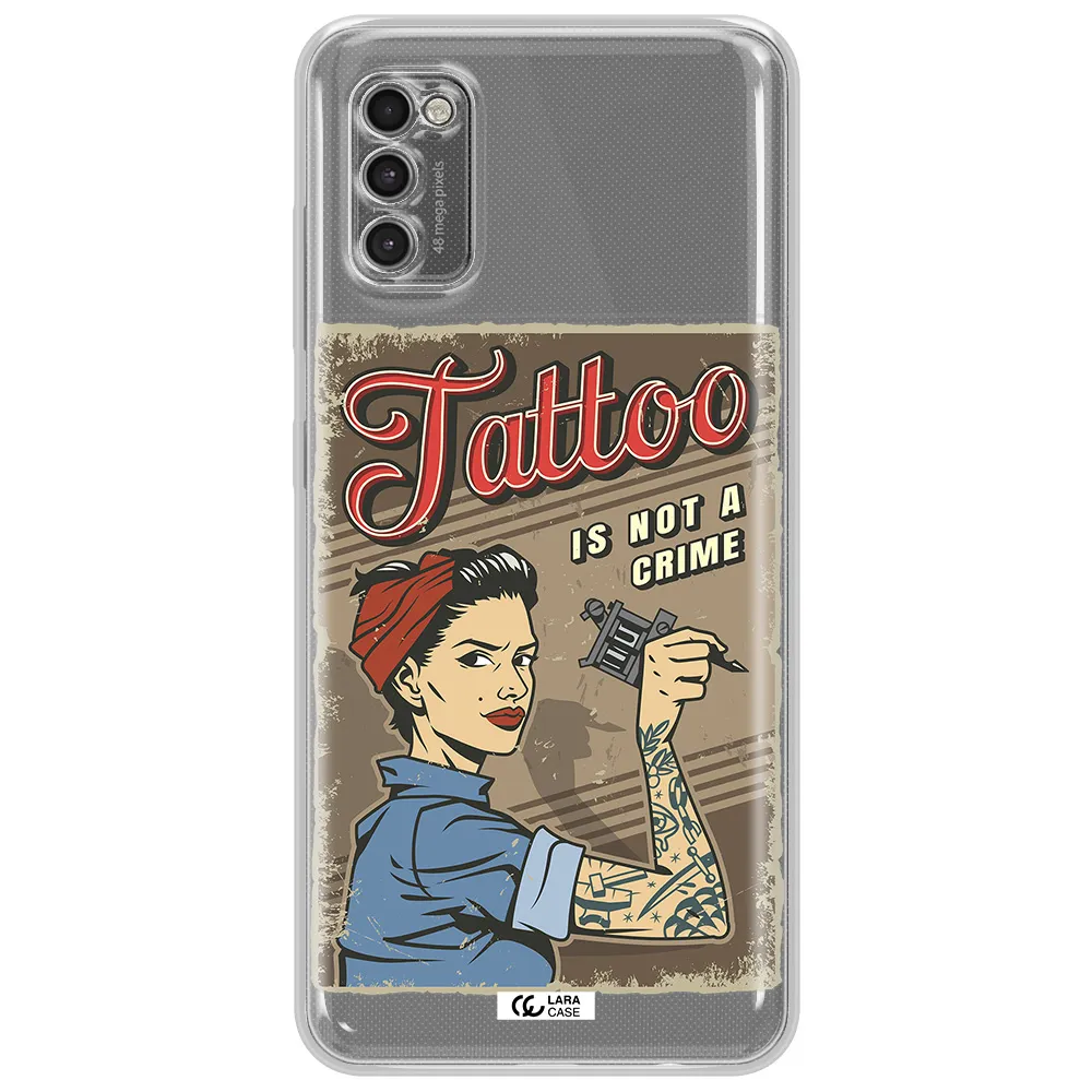 A Woman With Tattoo On Her Arm Samsung A41 Clear Tpu Case
