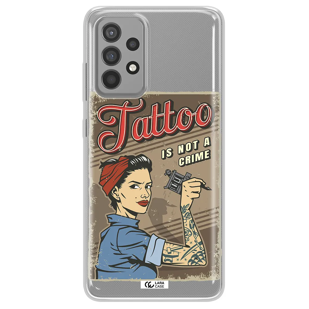 a woman with tattoo on her arm Samsung A52 Clear TPU Case