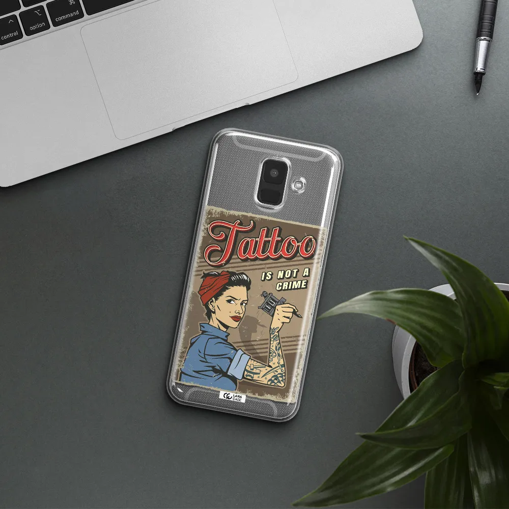 a woman with tattoo on her arm Samsung A6 Clear TPU Case