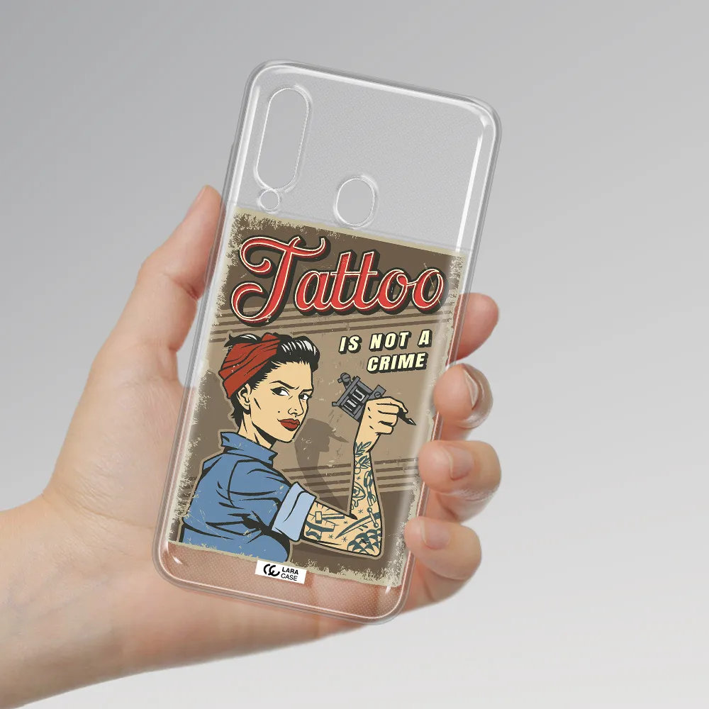 a woman with tattoo on her arm Samsung A60 Clear TPU Case