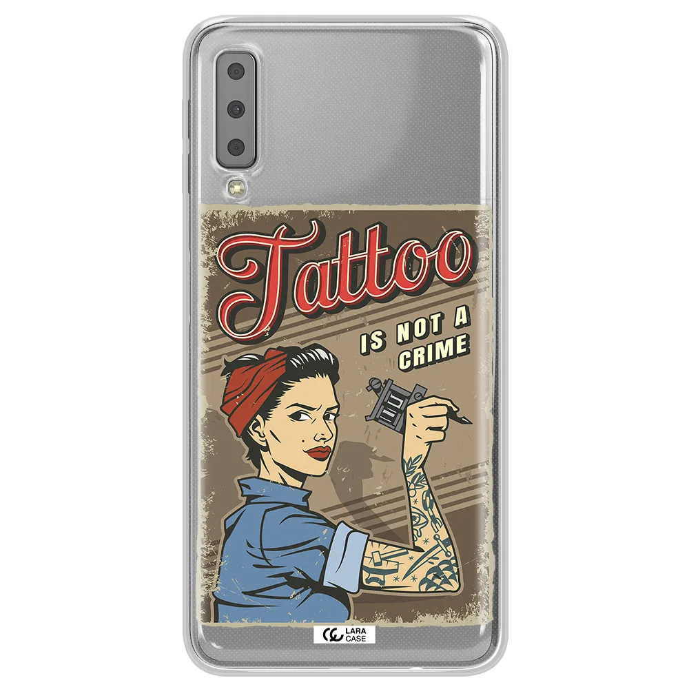 a woman with tattoo on her arm Samsung A7 2018 Clear TPU Case