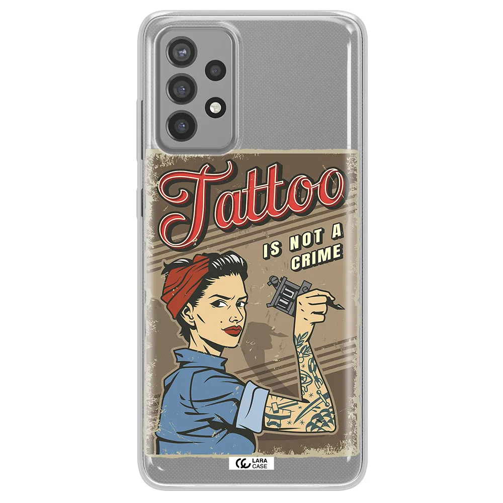 a woman with tattoo on her arm Samsung A72 Clear TPU Case