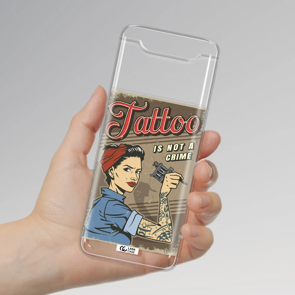 a woman with tattoo on her arm Samsung A80 Clear TPU Case